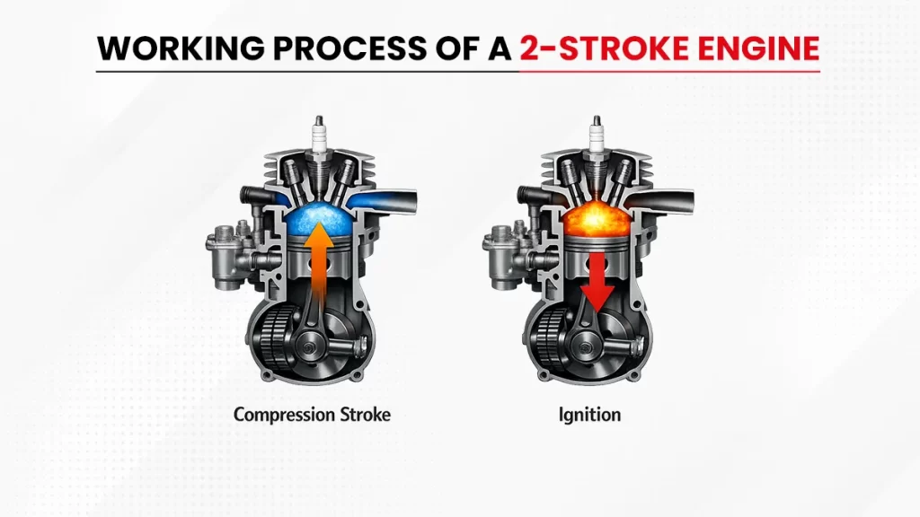 Working process of a 2-stroke engine